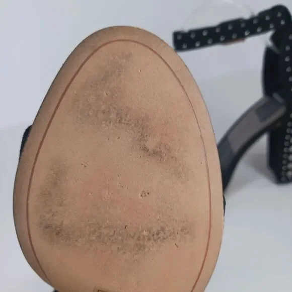 Dolce Vita Size 8 HENDRIX Black Suede Ankle Strap 4" Block Heel Stud Sandals - Picture 11 of 11